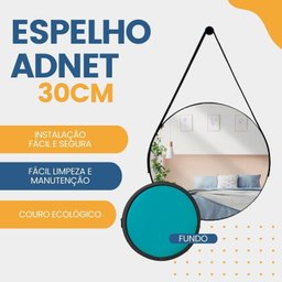 Espelho Adnet Redondo 30cm com Alça e Suporte para Sala Quarto Banheiro Hall - 7