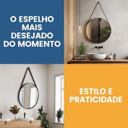 Espelho Adnet Redondo 30cm com Alça e Suporte para Sala Quarto Banheiro Hall - 4