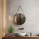 Ver imagem 2 de Espelho Adnet Redondo 30cm com Alça e Suporte para Sala Quarto Banheiro Hall