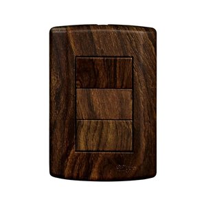 Interruptor 3 Teclas Simples com Placa 4x2 Matiz Pluzie:imbuia