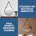 Ver mais imagens de Espelho Adnet Redondo 30cm com Alça e Suporte para Sala Quarto Banheiro Hall