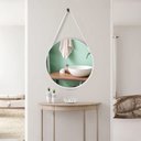 Ver imagem 2 de Espelho Adnet Redondo 50cm com Alça e Suporte para Sala Hall Lavabo Banheiro Quarto