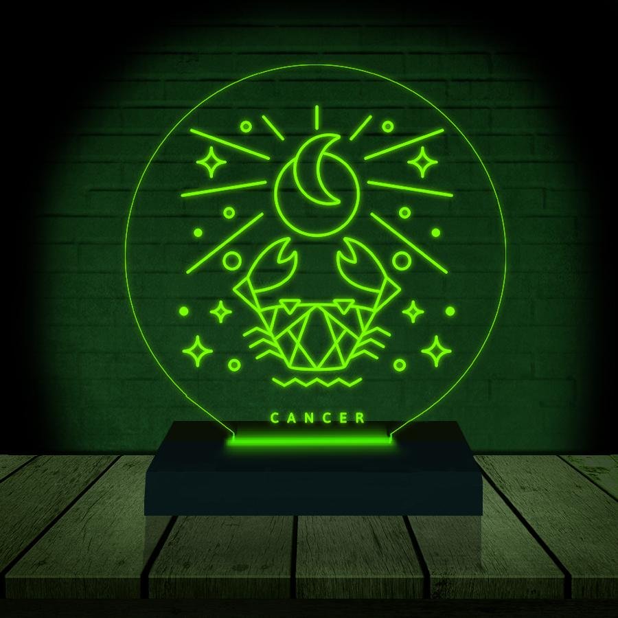 Luminária Led 3d Signo Câncer 2 Verde - 2