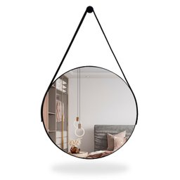 Espelho Adnet Redondo 50cm com Alça e Suporte para Sala Hall Lavabo Banheiro Quarto - 6