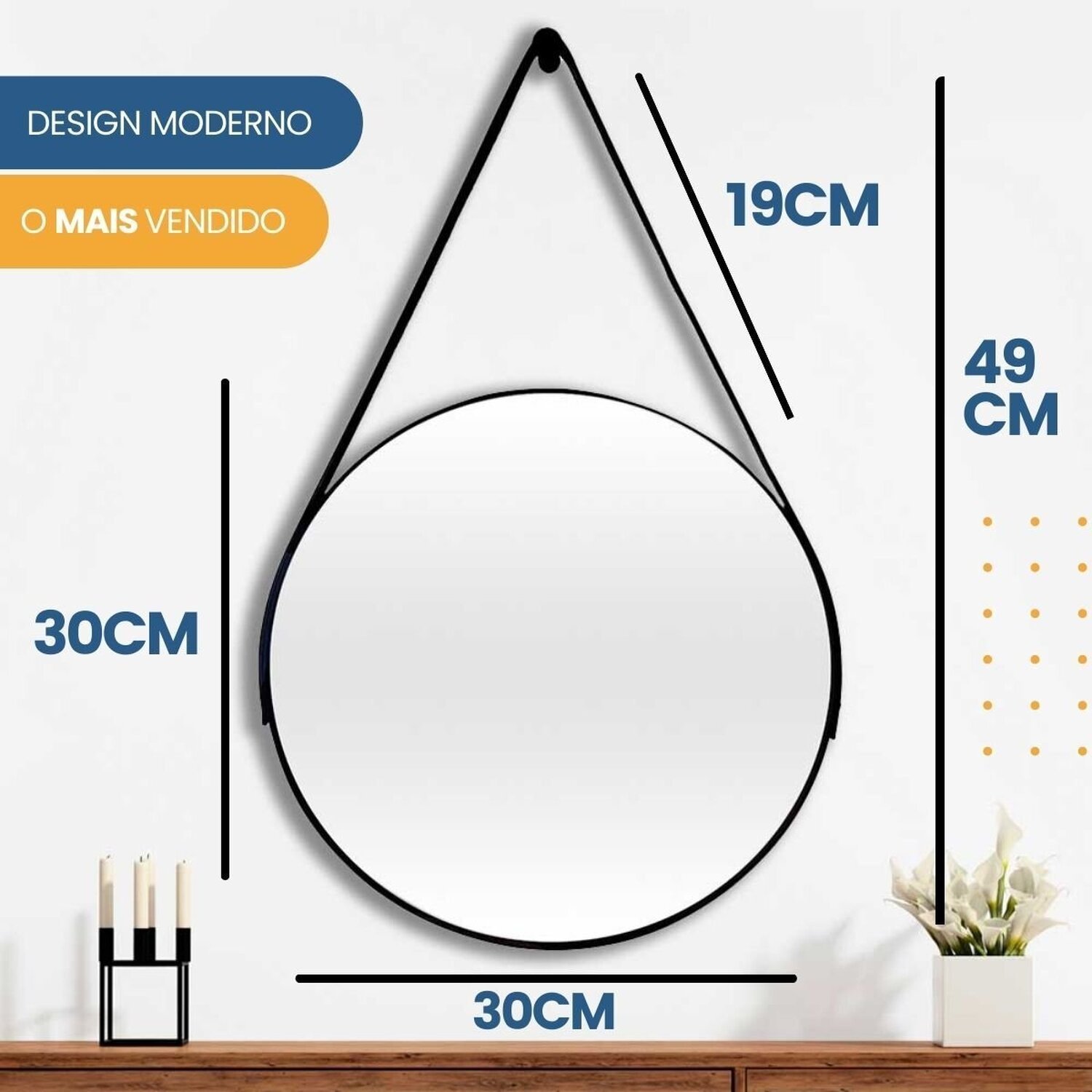 Espelho Adnet Redondo 30cm Kit com 2 Unidades - 8
