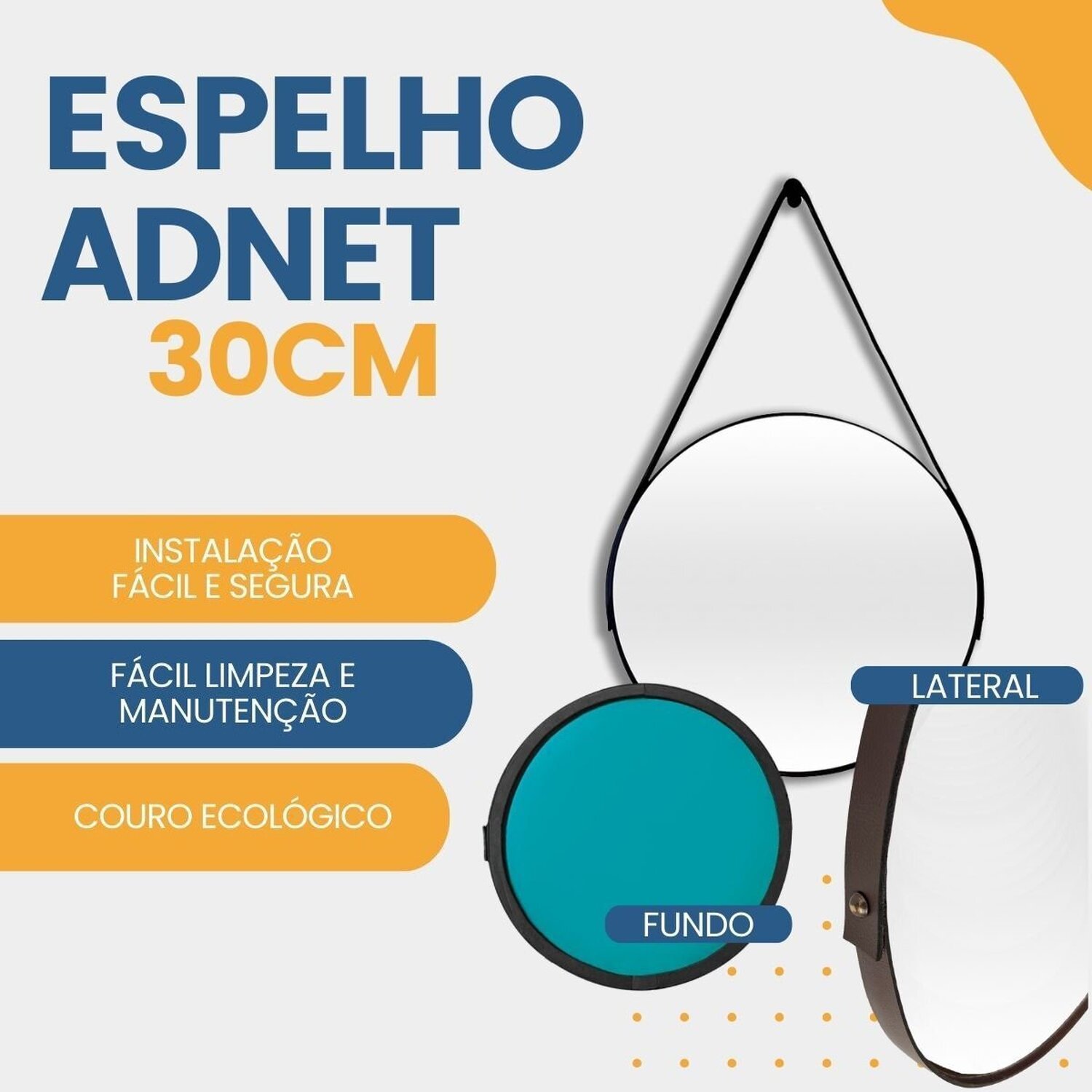 Espelho Adnet Redondo 30cm Kit com 2 Unidades - 7