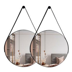 Espelho Redondo Adnet com Alça 60cm Kit com 2 Unidades para Sala Hall Quarto