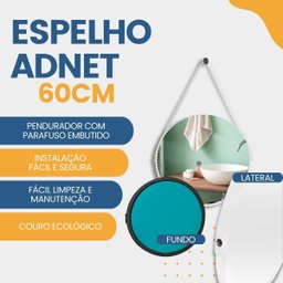 Espelho Redondo Adnet com Alça 60cm Kit com 2 Unidades para Sala Hall Quarto - 6