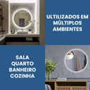 Ver mais imagens de Espelho Redondo Decorativo com Led Branco 40cm para Quarto Sala Banheiro