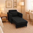 Ver imagem 1 de Sofá Cama Solteiro 1 Lugar 175cm Daiana Suede Preto Império Decor