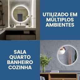 Espelho Redondo Decorativo com Led Branco 60cm para Banheiro Quarto Sala - 4