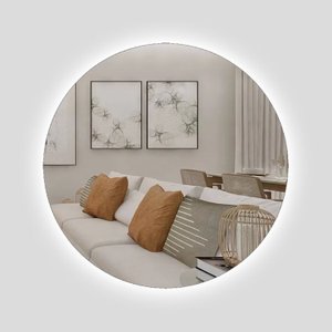 Espelho Redondo Decorativo com Led Branco 60cm para Banheiro Quarto Sala