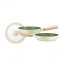 Ver imagem 1 de Conjunto 2 Frigideiras Roichen Cerâmica Antiaderente Indução Verde + Tampa
