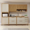 Ver imagem 1 de Cozinha Completa Modulada Torino com 2 Aéreos, 2 Balcões e 1 Paneleiro Bege/Cinamomo/Off White