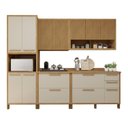 Ver imagem 2 de Cozinha Completa Modulada Torino com 2 Aéreos, 2 Balcões e 1 Paneleiro Bege/Cinamomo/Off White