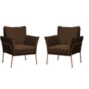 Ver imagem 1 de 02 Poltrona para Sala Decorativa Lotus Bronze Assento Veludo Marrom - Iben Móveis