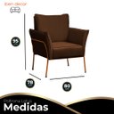 Ver imagem 2 de 02 Poltrona para Sala Decorativa Lotus Bronze Assento Veludo Marrom - Iben Móveis