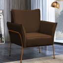 Ver imagem 3 de 02 Poltrona para Sala Decorativa Lotus Bronze Assento Veludo Marrom - Iben Móveis