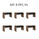 Ver imagem 3 de Conjunto com 6 Escrivaninhas Operacionais em Tamburato Mesa Escritório 1250 100% MDF 125,3cm Nogal e Preto Artany