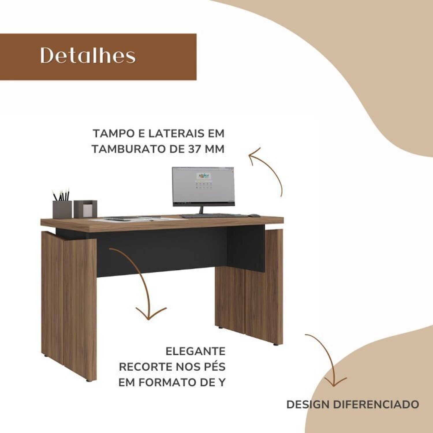 Kit 6 Mesas para Escritório 1450 Tamburato - 10