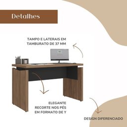 Kit com 6 Escrivaninhas Operacionais em Tamburato para Escritório 1250 - 10