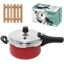 Ver imagem 1 de Panela de Pressão 3 Litros Antiaderente Fechamento Externo + Descanso de Panela Quadrado Madeira 14,