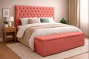Ver imagem 2 de Kit Cabeceira com Baú Mirage Capitonê 195 cm Suede Rose - Biselo'S Decor