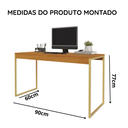 Ver imagem 6 de Mesa Industrial para Escritório Estudos Amplo Espaço 90cm - Freijó/dourado