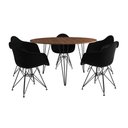 Ver imagem 6 de Mesa Jantar Redonda 110Cm Amêndoa Clips 3 Pés Com 5 Poltronas Pretas Ferro Preto - Cor: Amendoa