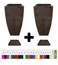 Ver imagem 1 de Kit 2 Vaso Planta + Prato 90x45 Moderno Trapézio Polietileno BGPLASTICOS MARROM CAFE 003