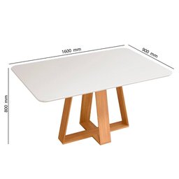 Mesa de Jantar Retangular 160cm Kiara D04 Carvalho Nobre/Off White - Mpozenato - 4