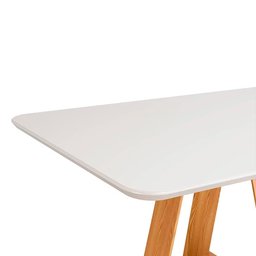 Mesa de Jantar Retangular 160cm Kiara D04 Carvalho Nobre/Off White - Mpozenato - 3