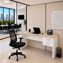 Ver imagem 5 de Conjunto Mesa de Escritório 160x60cm com Gaveta + Cadeira Netflex Ergonômica Premium