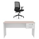 Ver imagem 1 de Conjunto Mesa de Escritório 160x60cm com Gaveta + Cadeira Netflex Ergonômica Premium