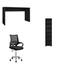 Ver imagem 2 de Conjunto 3 Peças com Cadeira para Escritório, Estante Livreiro e Escrivaninha Gávea Espresso Móveis Preto