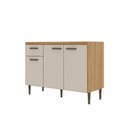 Ver imagem 3 de Balcão para Cozinha 3 Portas e 1 Gaveta 120 cm Marrom/Bege