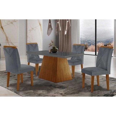 Mesa Cozinha Luna 120 + 4 Cad Amsterdã Capuccino Rufato