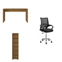 Ver imagem 2 de Kit 3 Peças com Cadeira para Escritório, Estante Livreiro e Escrivaninha Gávea Espresso Móveis