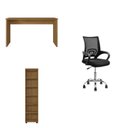 Ver imagem 2 de Conjunto 3 Peças com Cadeira para Escritório, Estante Livreiro e Escrivaninha Gávea Espresso Móveis Freijó Preto Marrom
