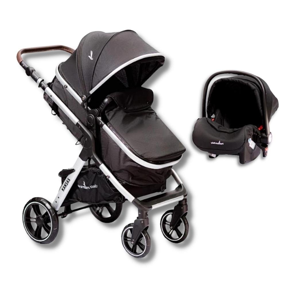 Carrinho de Bebe Kansas Prata Preto com Bebe Conforto - Joie - 1