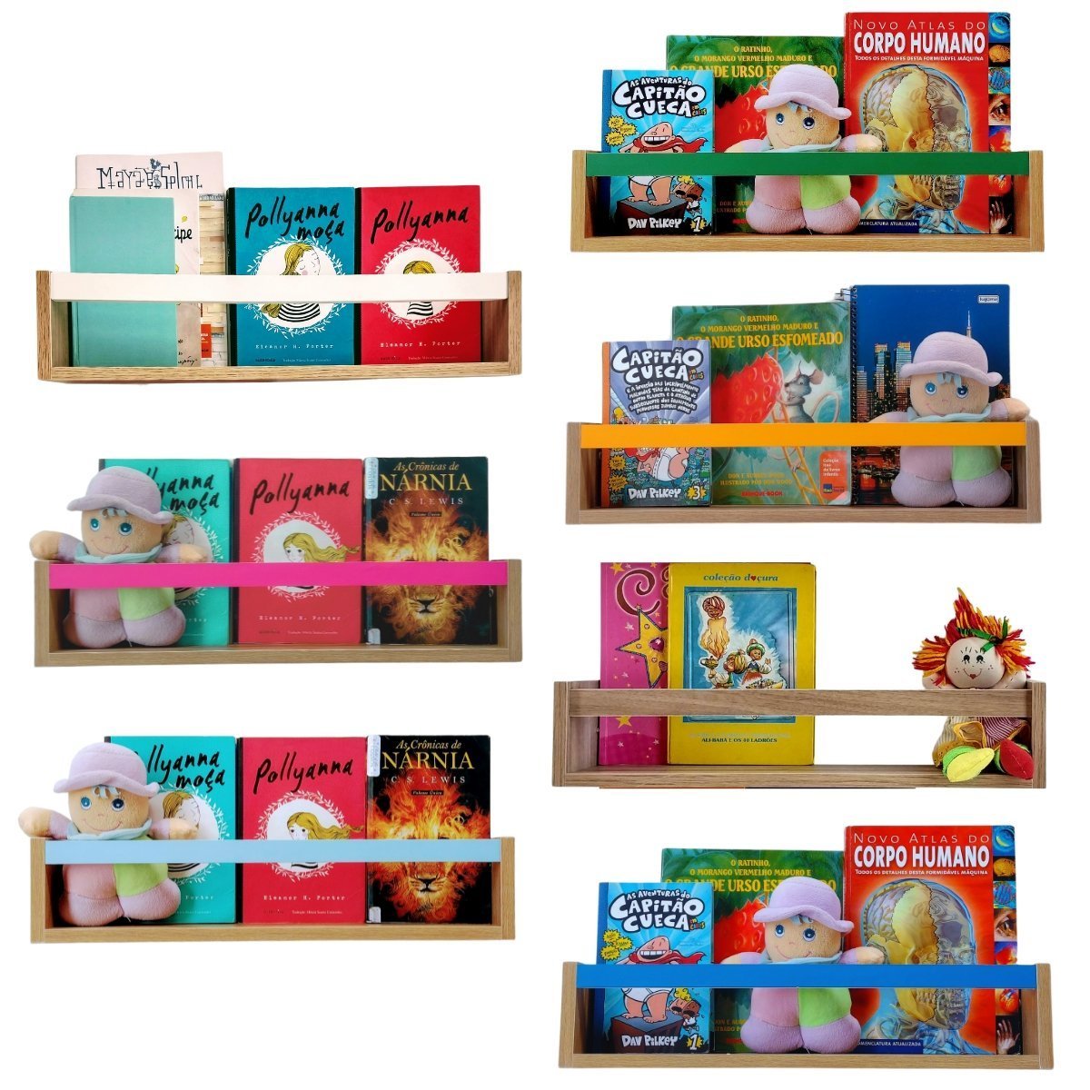 Nicho Organizador de Livros Brinquedos Quarto Infantil Prateleira Livreiro Mdf Madeira 55cm:verde - 6