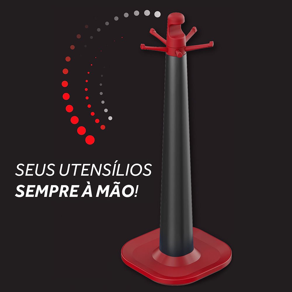 Suporte para Utensílios de Silicone Ichef Polishop - Red |Red Ichef - 3