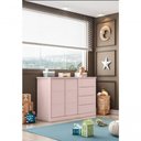 Ver imagem 1 de Cômoda Infantil Pérola Rosê 4 Gavetas MDF Puxador de Metal Rosa Phoenix Baby 128cm