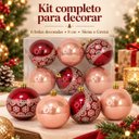 Ver mais imagens de Kit 6 Bolas de Natal Decoradas 8cm Siena e Grená com Glitter