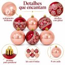 Ver imagem 2 de Kit 6 Bolas de Natal Decoradas 8cm Siena e Grená com Glitter
