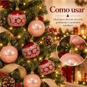 Ver imagem 4 de Kit 6 Bolas de Natal Decoradas 8cm Siena e Grená com Glitter
