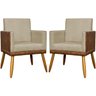 Kit 2 Poltronas Decorativas Lis Corino e Suede Cores Pé Palito 30cm - 1