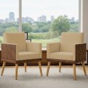 Ver imagem 1 de Kit 2 Poltronas Decorativa para Sala Recepção Escritório Assento Confortável Lis Suede e Corino
