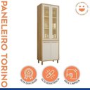 Ver imagem 3 de Cozinha Completa Modulada Torino com 2 Aéreos, 1 Paneleiro Porta de Vidro e 2 Balcões Bege/Cinamomo/Off White