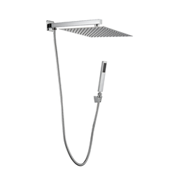 Ducha Chuveiro Gás Solar com Desviador 20x20 Slim de Parede Inox Cromado Metal Premium Pmx - 1